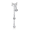 Bowknot Navel Ring Buckle Body Puncture   platinum plated white zircon