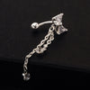 Bowknot Navel Ring Buckle Body Puncture   platinum plated white zircon