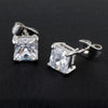 Square Zircon Earings Couples Design   platinum plated white zircon - Mega Save Wholesale & Retail