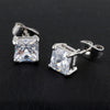 Square Zircon Earings Couples Design   platinum plated white zircon - Mega Save Wholesale & Retail - 1