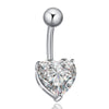Love Heart Navel Buckle Ring Body Puncture Ornament Accessory Belly Dance   platinum plated white zircon - Mega Save Wholesale & Retail