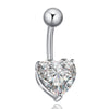 Love Heart Navel Buckle Ring Body Puncture Ornament Accessory Belly Dance   platinum plated white zircon
