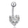 Love Heart Navel Buckle Ring Body Puncture Ornament Accessory Belly Dance   platinum plated white zircon - Mega Save Wholesale & Retail