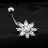 Puncture Ornament Flower Zircon Navel Ring Buckle   platinum plated white zircon