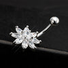 Puncture Ornament Flower Zircon Navel Ring Buckle   platinum plated white zircon