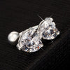 Puncture Ornament Double Love Heart Zircon Navel Ring    platinum plated white zircon
