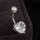 Love Heart Navel Buckle Ring Body Puncture Ornament Accessory Belly Dance   platinum plated white zircon
