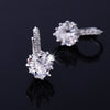 Peach Heart Zircon Earings    platinum plated white zircon