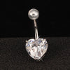 Love Heart Navel Buckle Ring Body Puncture Ornament Accessory Belly Dance   platinum plated white zircon