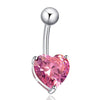 Love Heart Navel Buckle Ring Body Puncture Ornament Accessory Belly Dance   platinum plated pink zircon