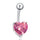 Love Heart Navel Buckle Ring Body Puncture Ornament Accessory Belly Dance   platinum plated pink zircon