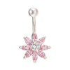 Puncture Ornament Flower Zircon Navel Ring Buckle   platinum plated pink zircon