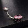 Multiple Colors Navel Ring Buckle   platinum plated pink zircon