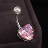 Love Heart Navel Buckle Ring Body Puncture Ornament Accessory Belly Dance   platinum plated pink zircon