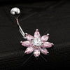 Puncture Ornament Flower Zircon Navel Ring Buckle   platinum plated pink zircon