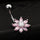 Puncture Ornament Flower Zircon Navel Ring Buckle   platinum plated pink zircon
