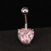 Love Heart Navel Buckle Ring Body Puncture Ornament Accessory Belly Dance   platinum plated pink zircon