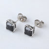 Square Zircon Earings Couples Design   platinum plated black zircon - Mega Save Wholesale & Retail - 2