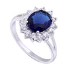 18K Gold Platinum Plated  Blue Rhinestone Ring   platinum plated blue zircon 9# - Mega Save Wholesale & Retail