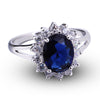 18K Gold Platinum Plated  Blue Rhinestone Ring   platinum plated blue zircon 9# - Mega Save Wholesale & Retail - 2