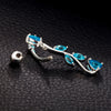 Body Puncture Ornament Leaf Navel Ring   platinum plated blue zircon - Mega Save Wholesale & Retail - 3