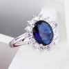18K Gold Platinum Plated  Blue Rhinestone Ring   platinum plated blue zircon 6.5# - Mega Save Wholesale & Retail - 4