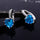 Peach Heart Zircon Earings   platinum plated blue zircon