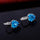 Peach Heart Zircon Earings   platinum plated blue zircon