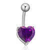 Love Heart Navel Buckle Ring Body Puncture Ornament Accessory Belly Dance   platinum plated purple zircon - Mega Save Wholesale & Retail