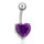 Love Heart Navel Buckle Ring Body Puncture Ornament Accessory Belly Dance   platinum plated purple zircon - Mega Save Wholesale & Retail