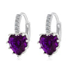 Peach Heart Zircon Earings   platinum plated purple zircon - Mega Save Wholesale & Retail