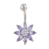 Puncture Ornament Flower Zircon Navel Ring Buckle   platinum plated purple zircon