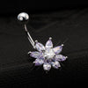 Puncture Ornament Flower Zircon Navel Ring Buckle   platinum plated purple zircon