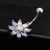Puncture Ornament Flower Zircon Navel Ring Buckle   platinum plated purple zircon