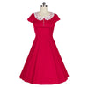 Woman Summer Lace Big Peplum Solid Color Sexy Bubble Dress  red   S - Mega Save Wholesale & Retail - 1