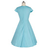 Woman Summer Lace Big Peplum Solid Color Sexy Bubble Dress   blue   S - Mega Save Wholesale & Retail - 2