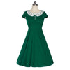 Woman Summer Lace Big Peplum Solid Color Sexy Bubble Dress  dark green  S - Mega Save Wholesale & Retail - 1