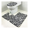 Carpet 3pcs Set Toilet Seat Anti-skidding Ground Mat black zebra print - Mega Save Wholesale & Retail