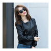 Woman Faux Leather Coat Round Collar Fashionable   S - Mega Save Wholesale & Retail - 1