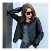 Woman Faux Leather Coat Round Collar Fashionable   S - Mega Save Wholesale & Retail - 3