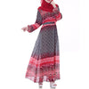 Muslim Long Sleeve Dress Big Peplum   red - Mega Save Wholesale & Retail - 1