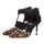 Pointed High Heel Thin Shoes Lepard Print Stone T Shape Lace-up  elopard print