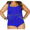 High Waist Fat Tassel Bikini Women Swimwear Swimsuit Europe and America  noble blue - Mega Save Wholesale & Retail - 1
