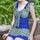 Back Hollow Siamesed Student Peplum Hotspring Swimwear Swimsuit  noble blue - Mega Save Wholesale & Retail - 1