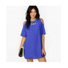 Off-shoulder Short Sleeve Chiffon Dress European Loose Short Skirt sapphire blue - Mega Save Wholesale & Retail - 1