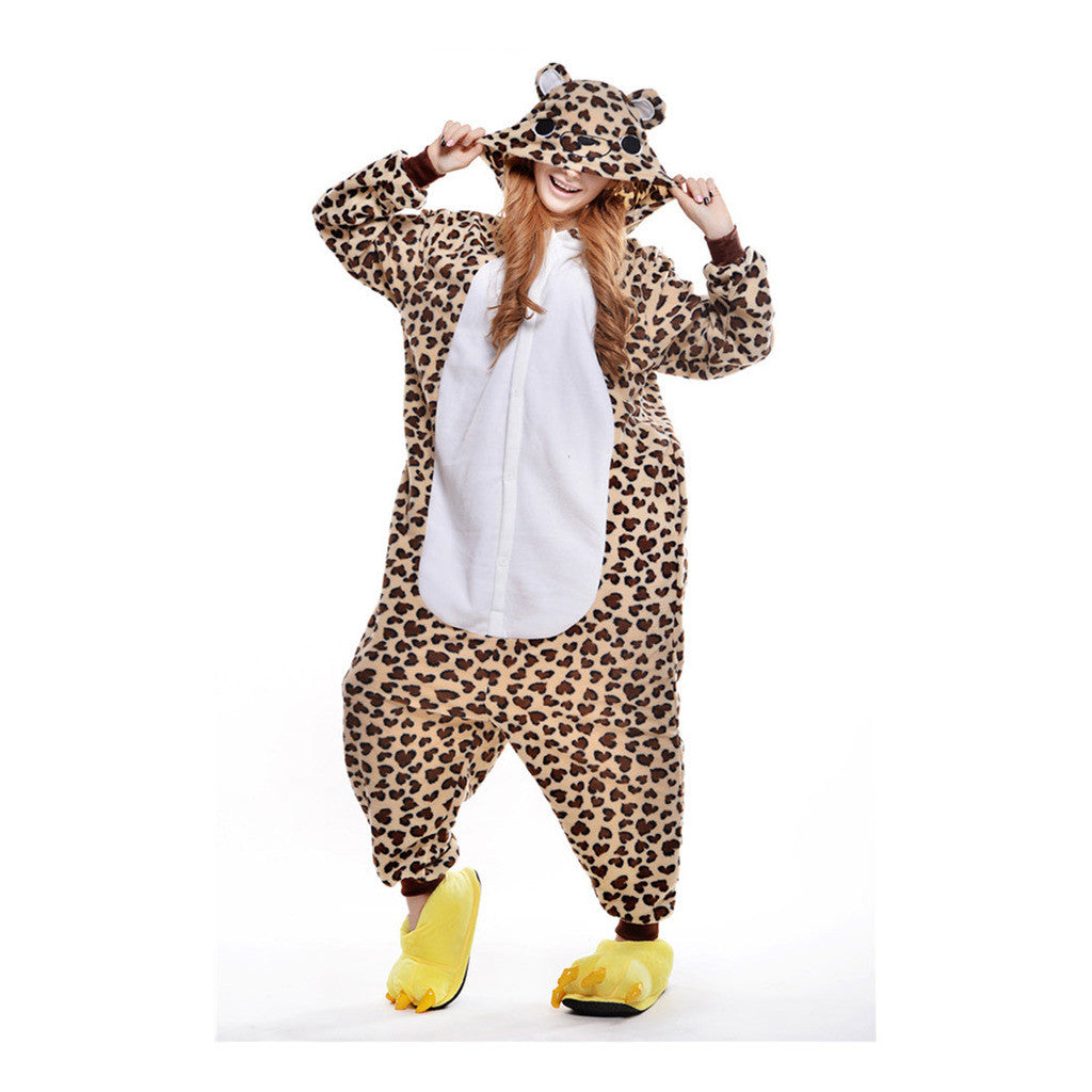 Unisex Adult Pajamas  Cosplay Costume Animal Onesie Sleepwear Suit Leopard bear - Mega Save Wholesale & Retail