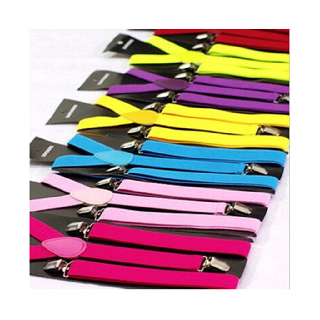 Men Women Unisex Adjustable Clip-on suspenders Elastic Braces Gallusus   pink