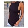 Sexy Choker High Neck Sleeveless T-shirt   black   S - Mega Save Wholesale & Retail