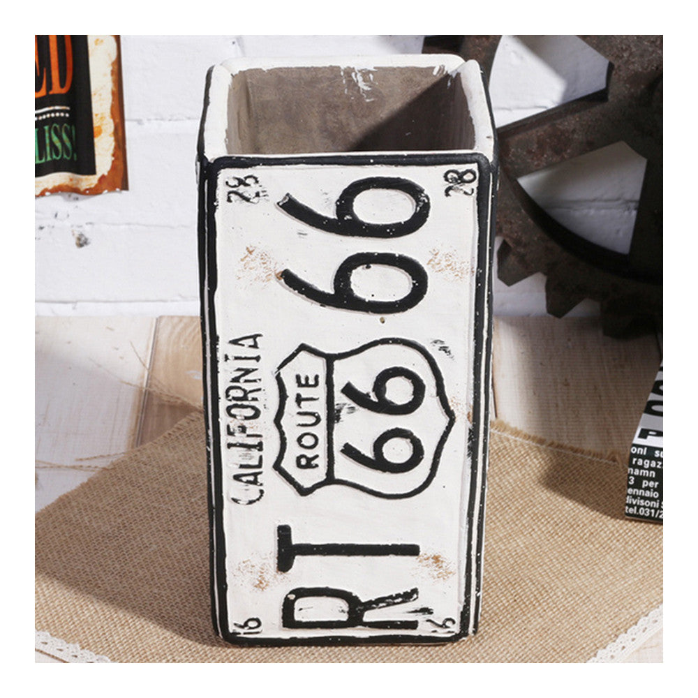 America Village Vintage Route 66 Flowerpot Table Decoration    white - Mega Save Wholesale & Retail - 1