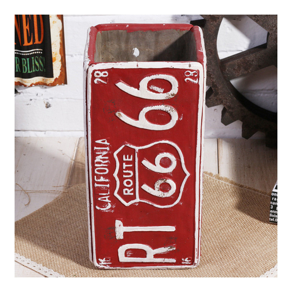 America Village Vintage Route 66 Flowerpot Table Decoration    red - Mega Save Wholesale & Retail - 1